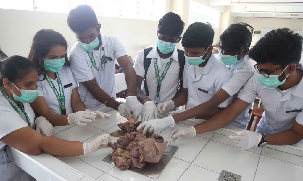 Students in UV Gullas College of Medicine practicing on cadavers