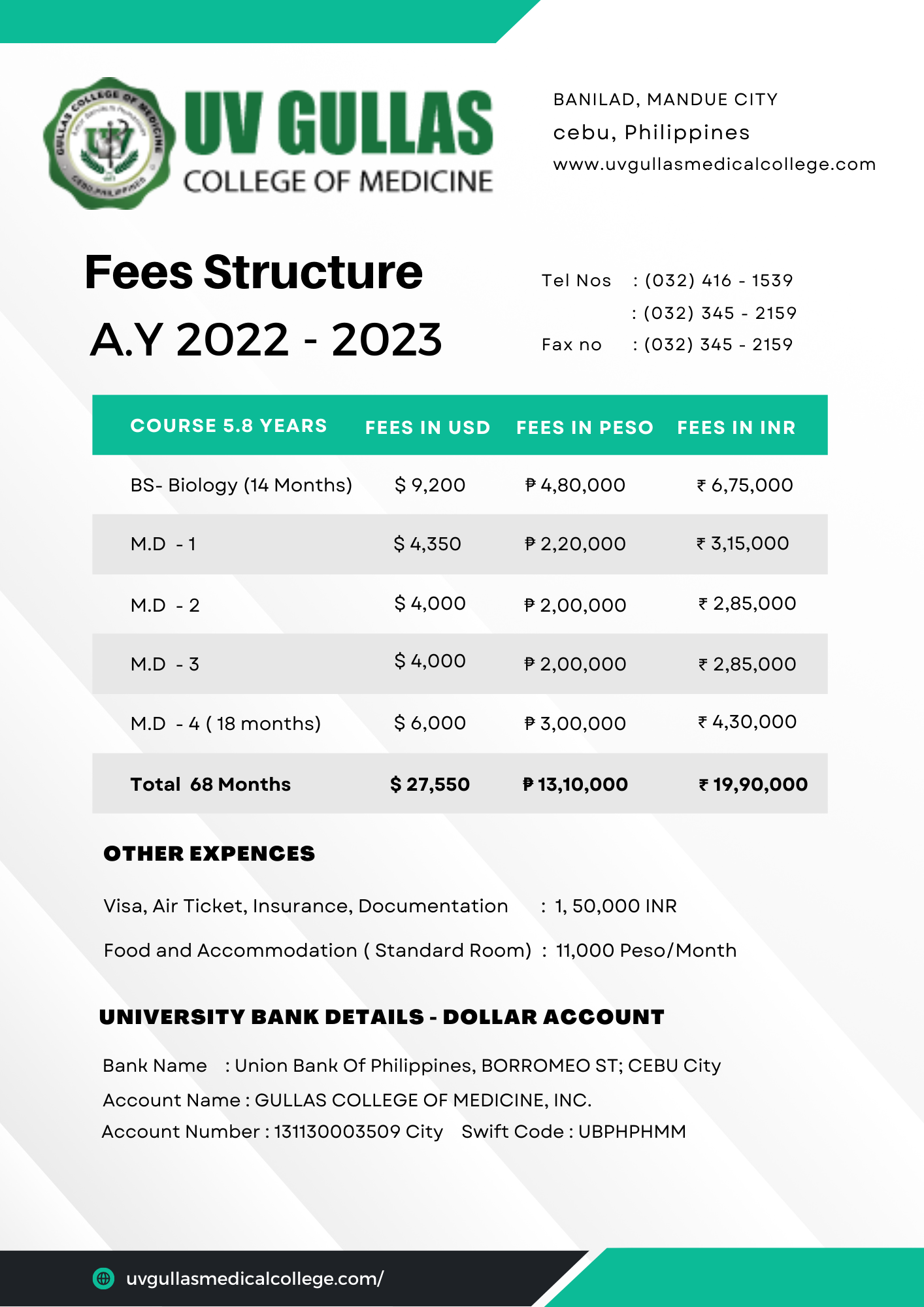 UV Gullas College of Medicine Fees Structure Philippines mbbs fees 2022